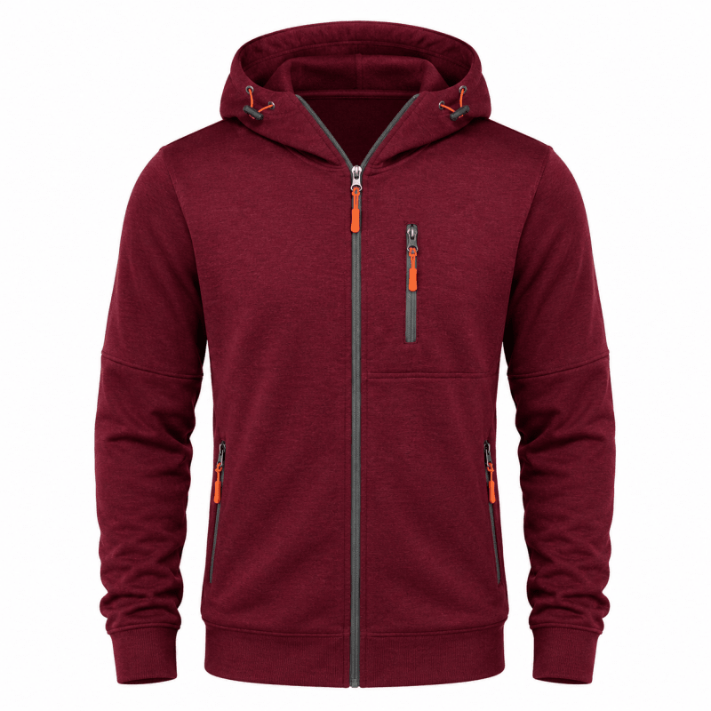 Felpa uomo con zip cappuccio e fodera in pile