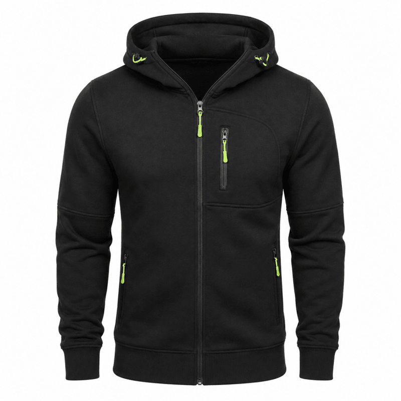 Felpa uomo con zip cappuccio e fodera in pile