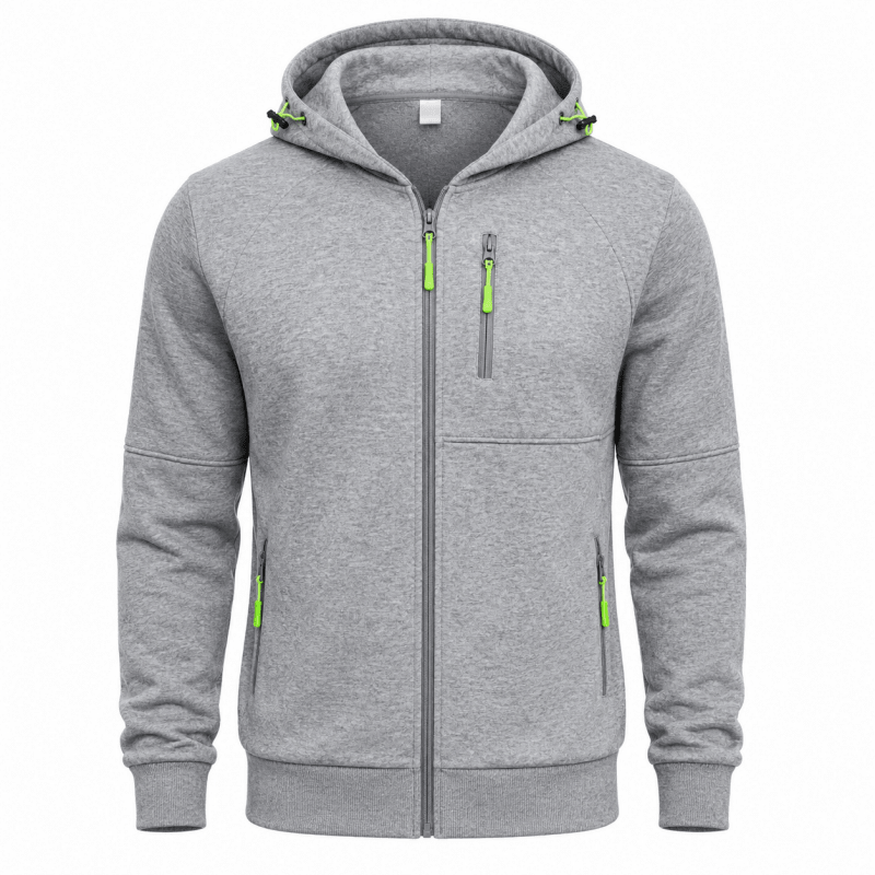 Felpa uomo con zip cappuccio e fodera in pile