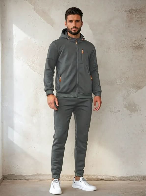Felpa uomo con zip cappuccio e fodera in pile