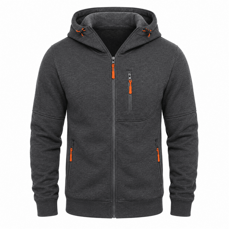 Felpa uomo con zip cappuccio e fodera in pile