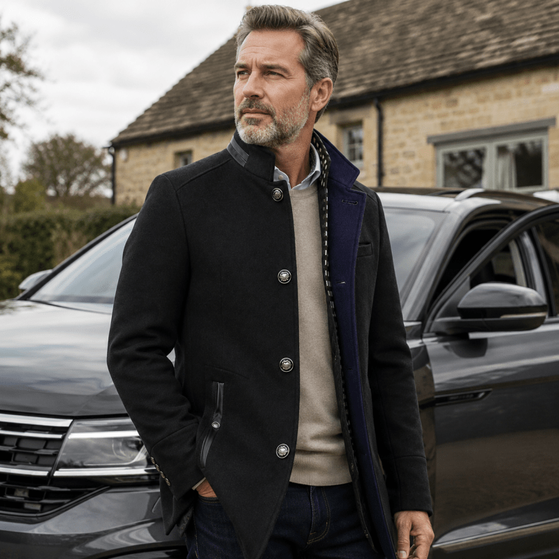 Pea coat uomo in misto lana