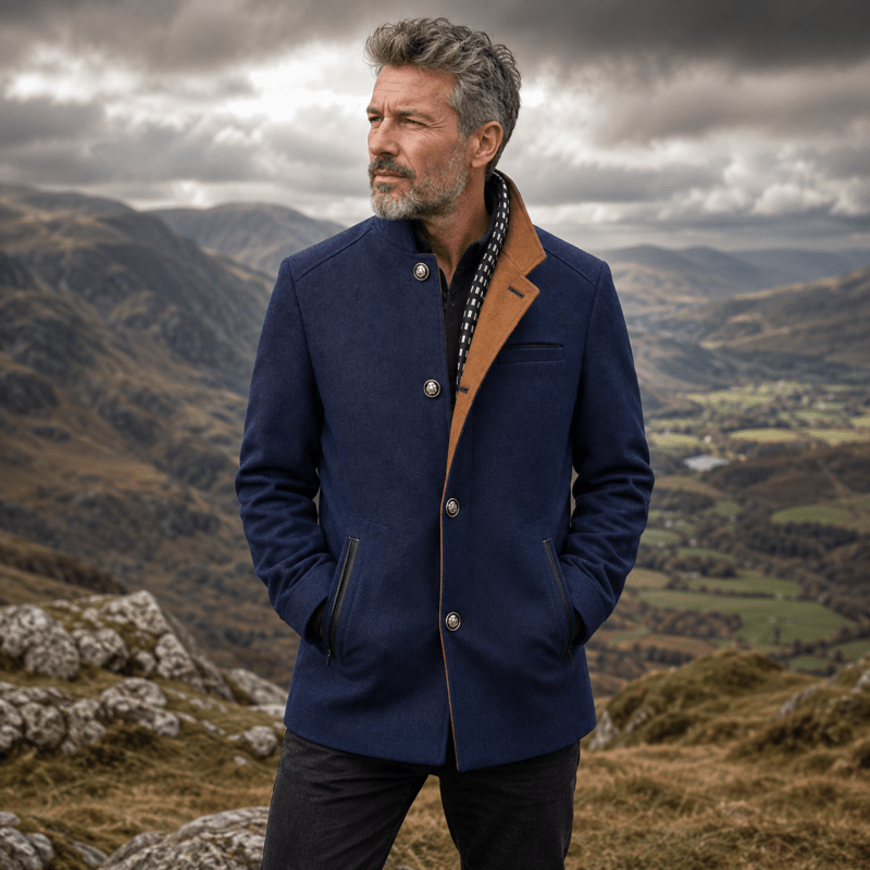 Pea coat uomo in misto lana