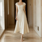 Abito midi donna con scollo quadrato