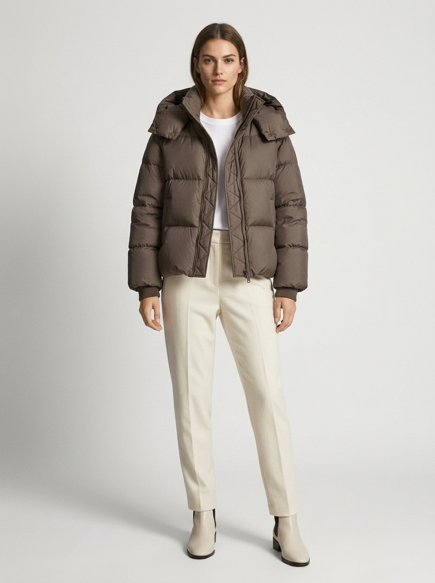 Giacca trapuntata donna oversize con cappuccio