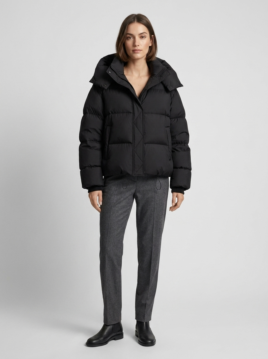 Giacca trapuntata donna oversize con cappuccio