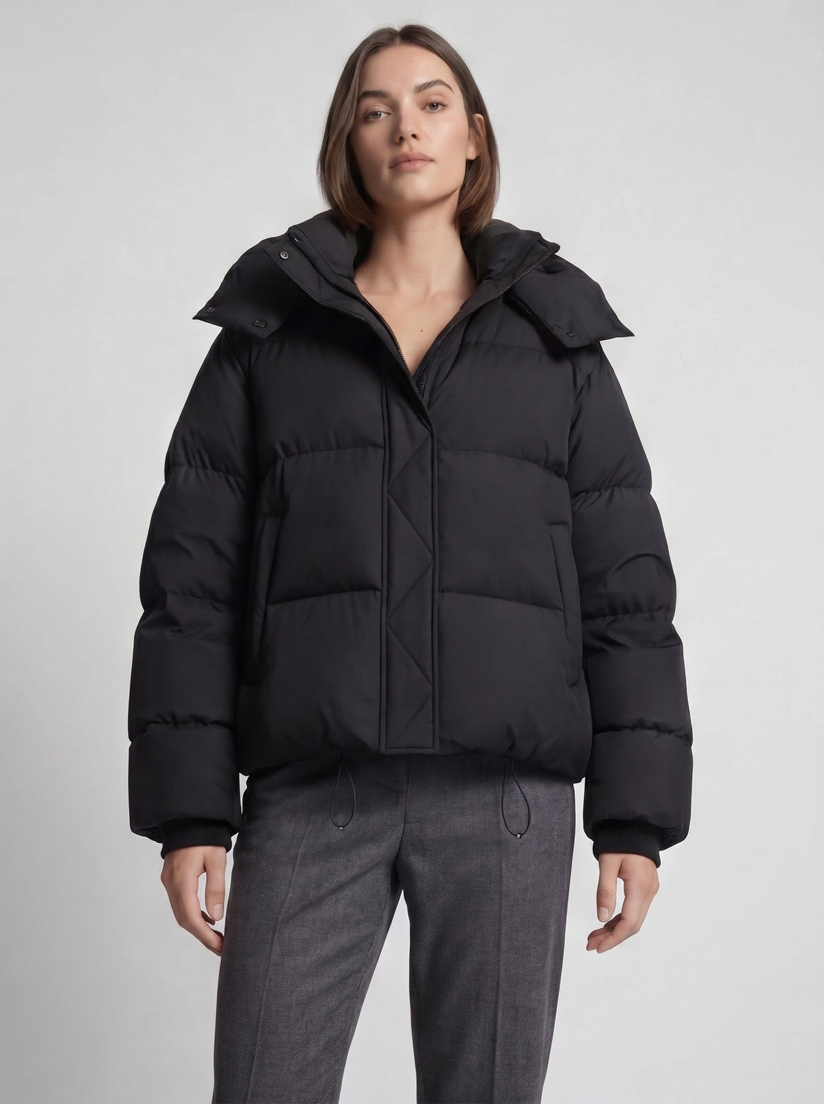Giacca trapuntata donna oversize con cappuccio