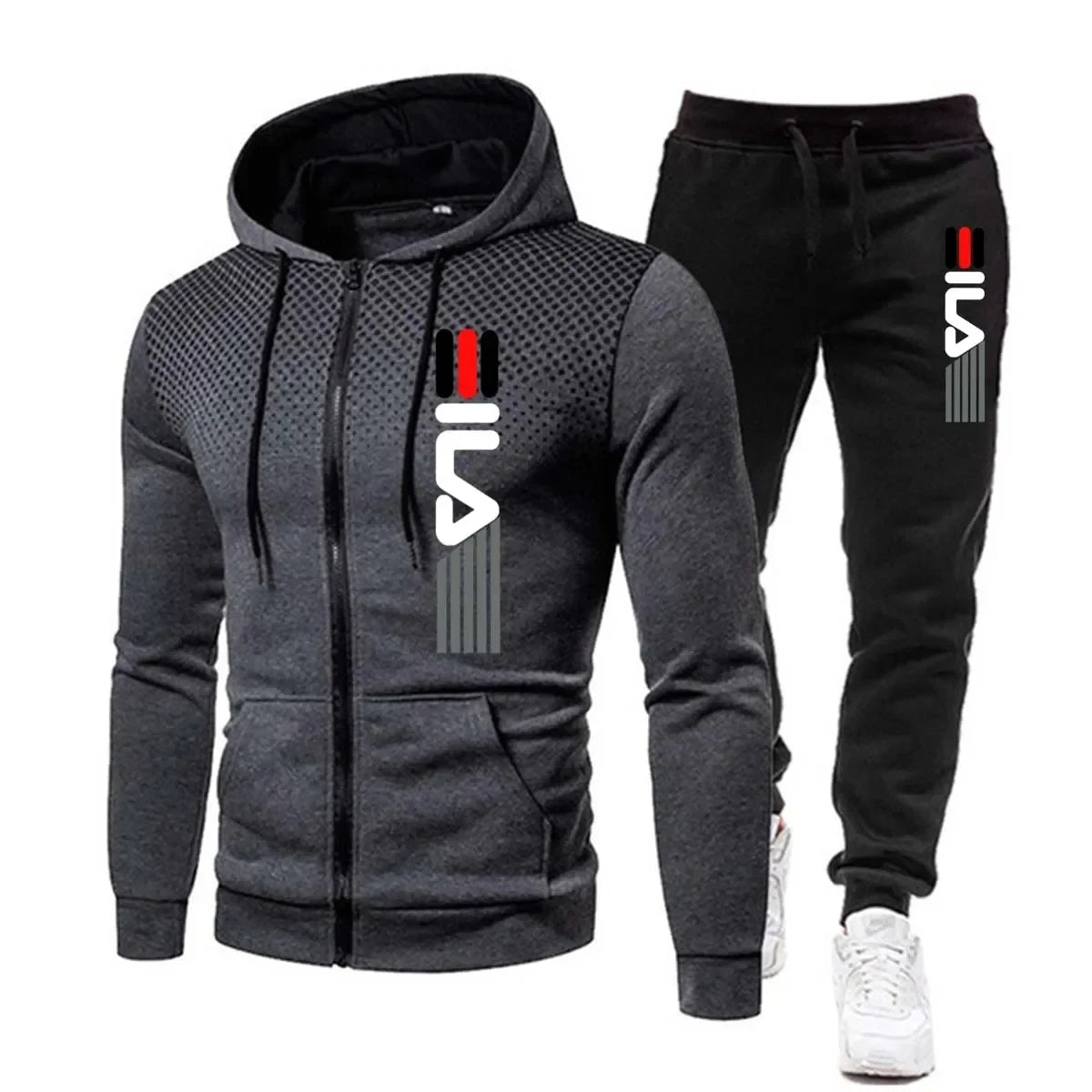 Tuta sportiva invernale da uomo con cappuccio