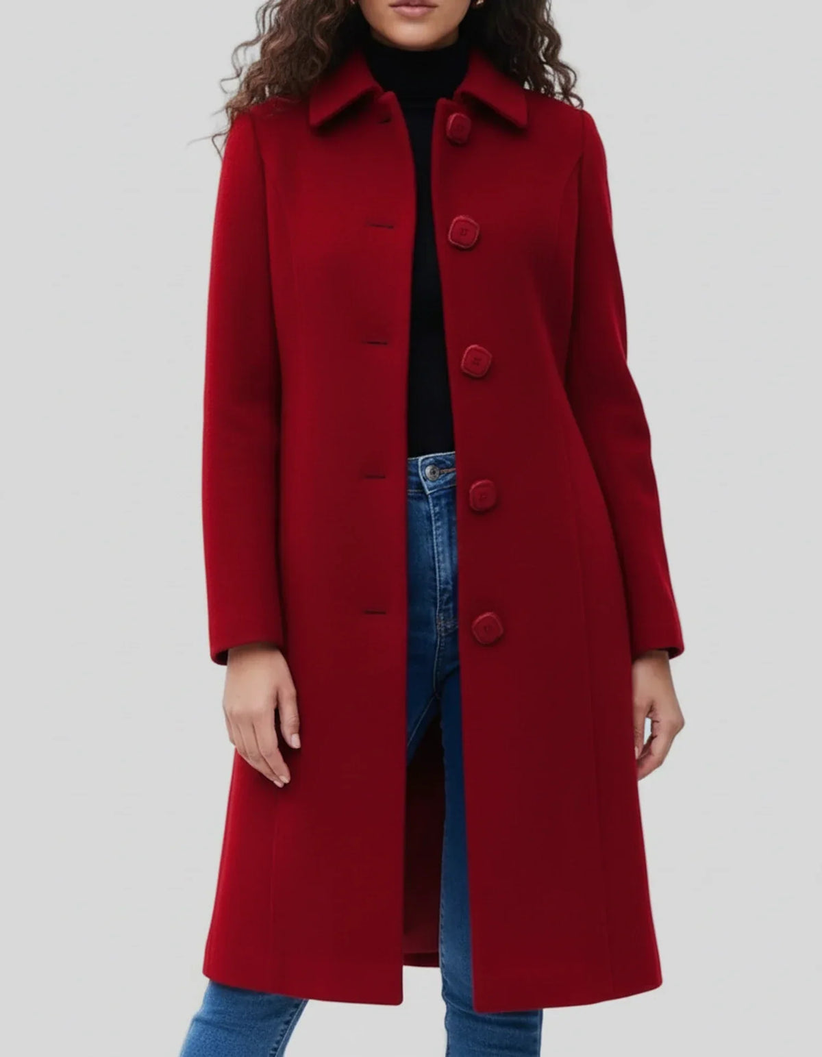 Cappotto lungo donna con abbottonatura e revers