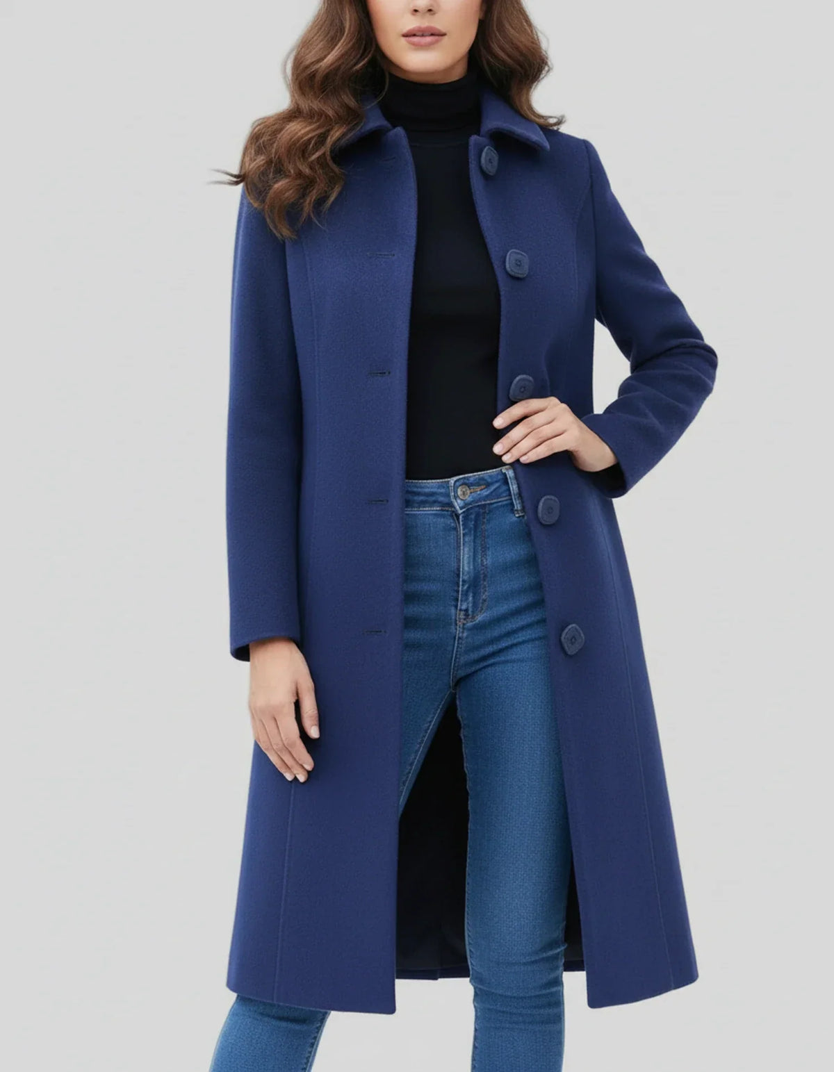 Cappotto lungo donna con abbottonatura e revers