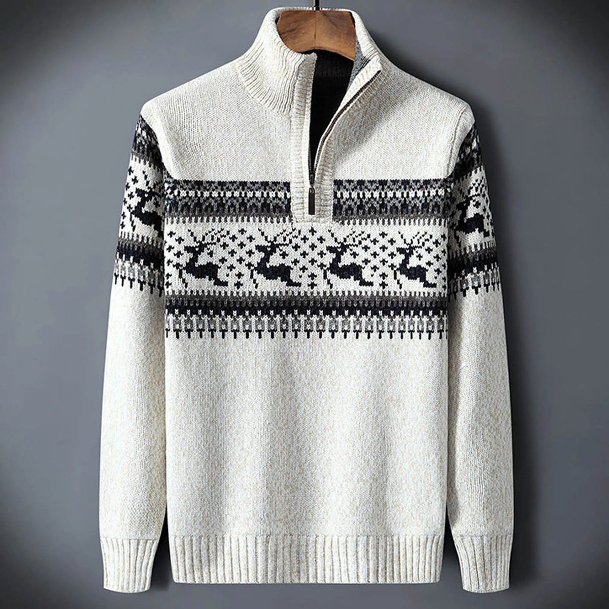 Maglione uomo con renne e motivo norvegese