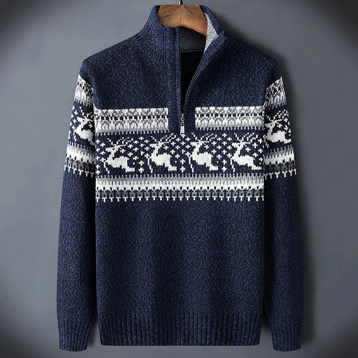 Maglione uomo con renne e motivo norvegese