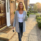 Cardigan donna lungo con cappuccio e bottoni