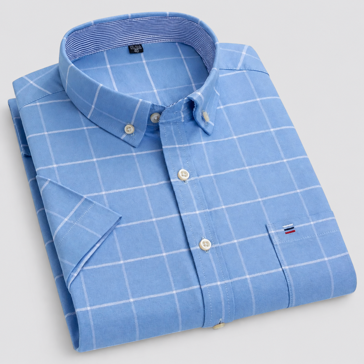 Camicia uomo a maniche corte con collo button-down