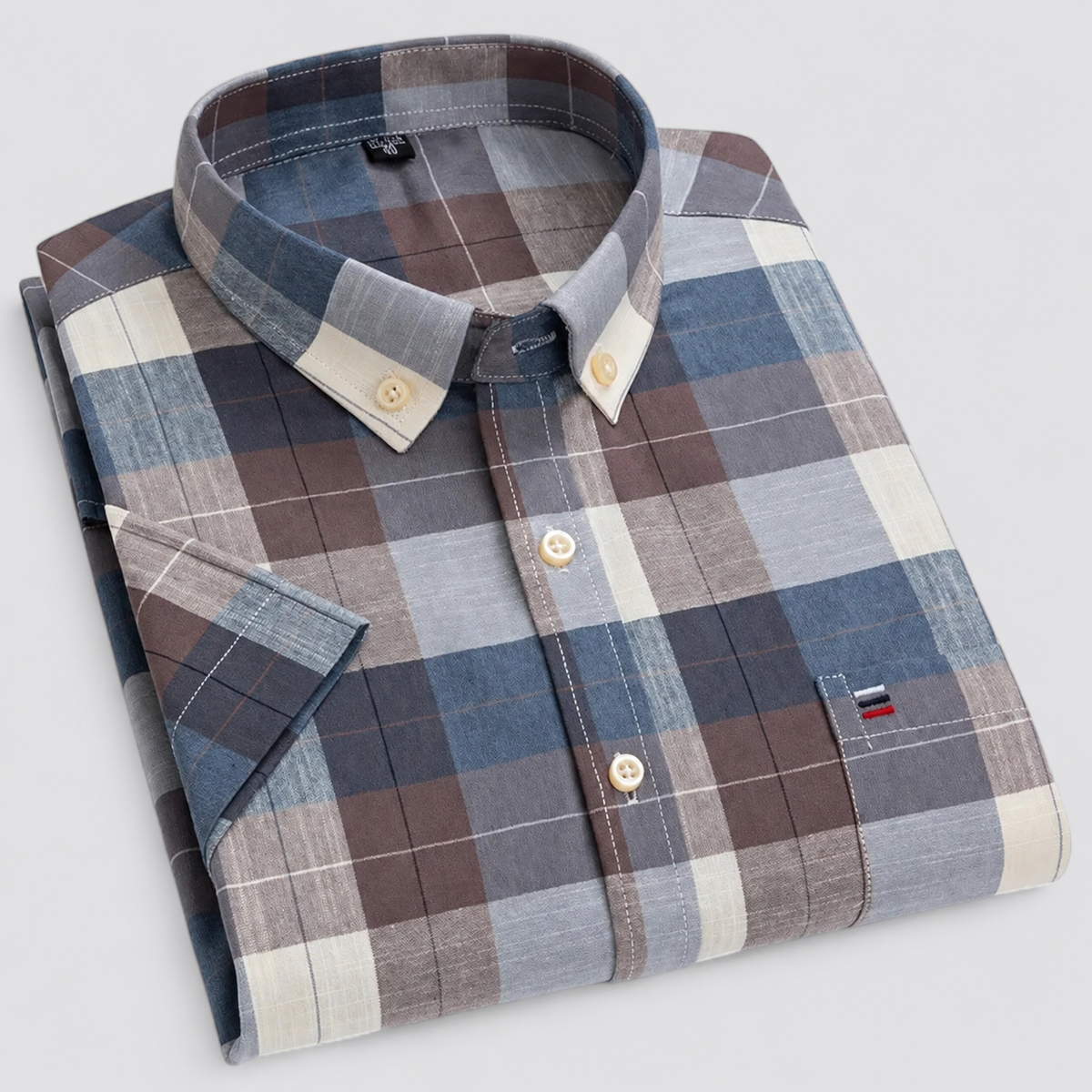 Camicia uomo a maniche corte con collo button-down