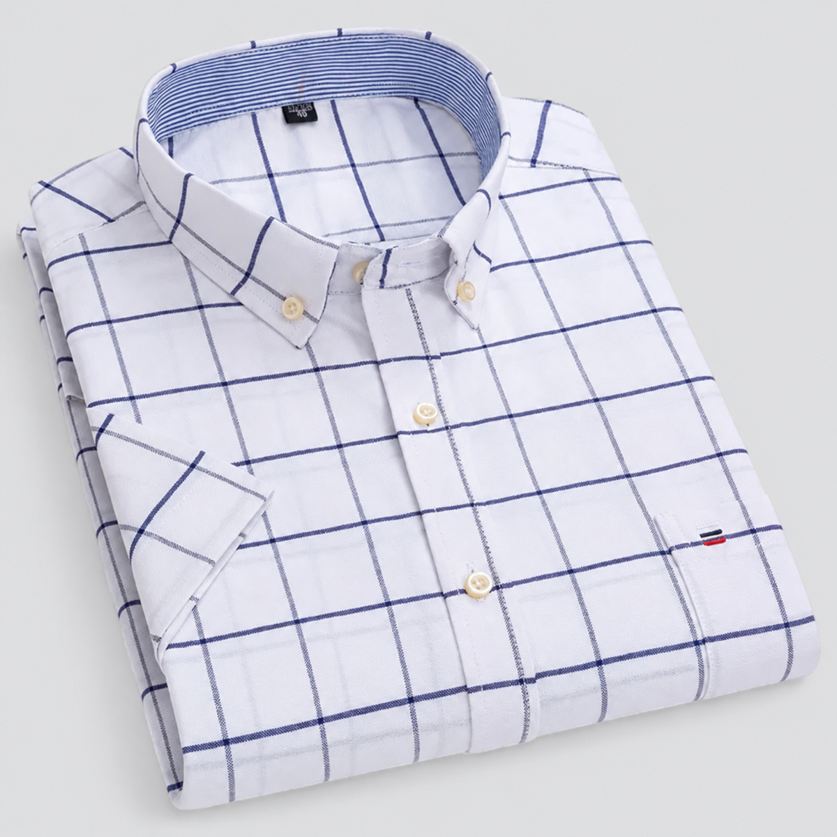 Camicia uomo a maniche corte con collo button-down