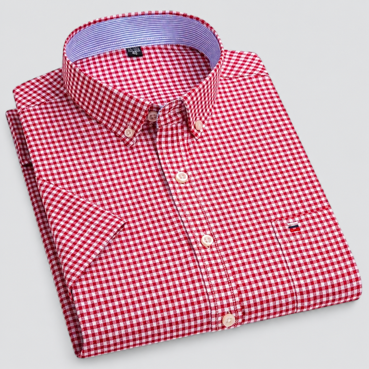 Camicia uomo a maniche corte con collo button-down