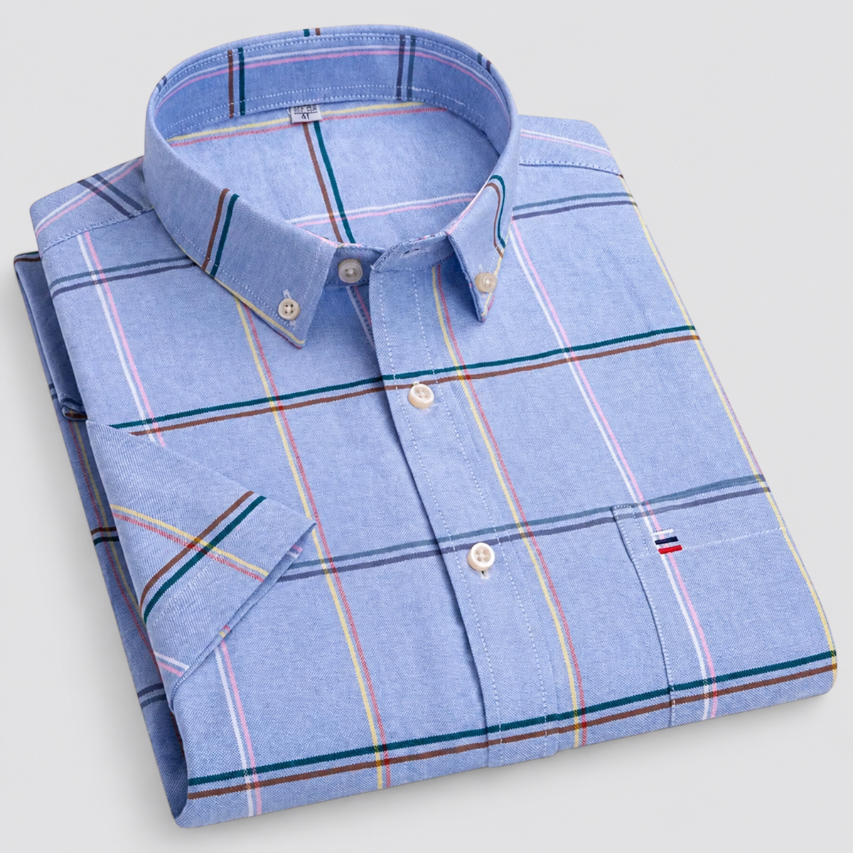Camicia uomo a maniche corte con collo button-down