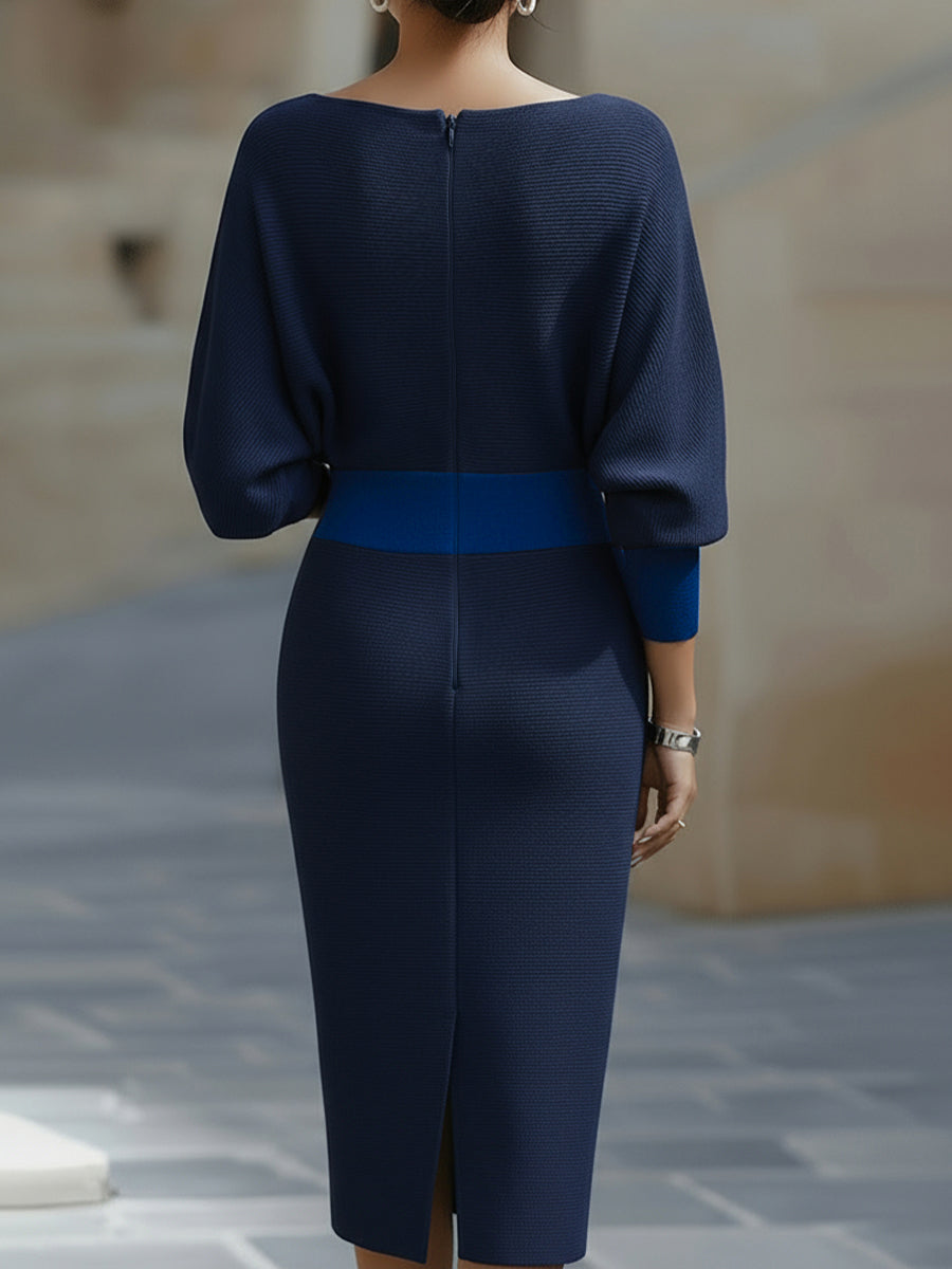 Gaia | Abito Midi Donna con Scollo Rotondo