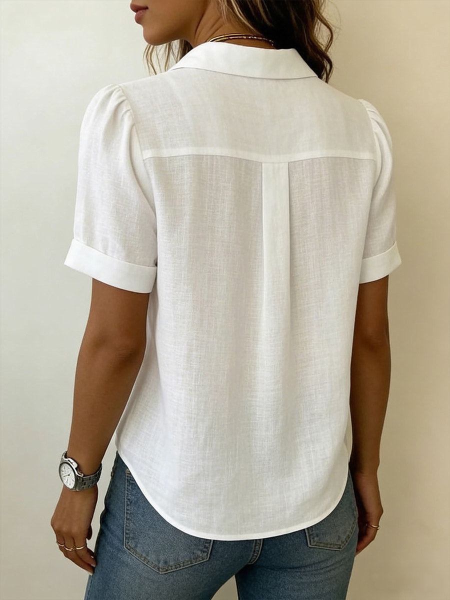 Alessia | Blusa Donna con Scollo a V e Maniche Corte