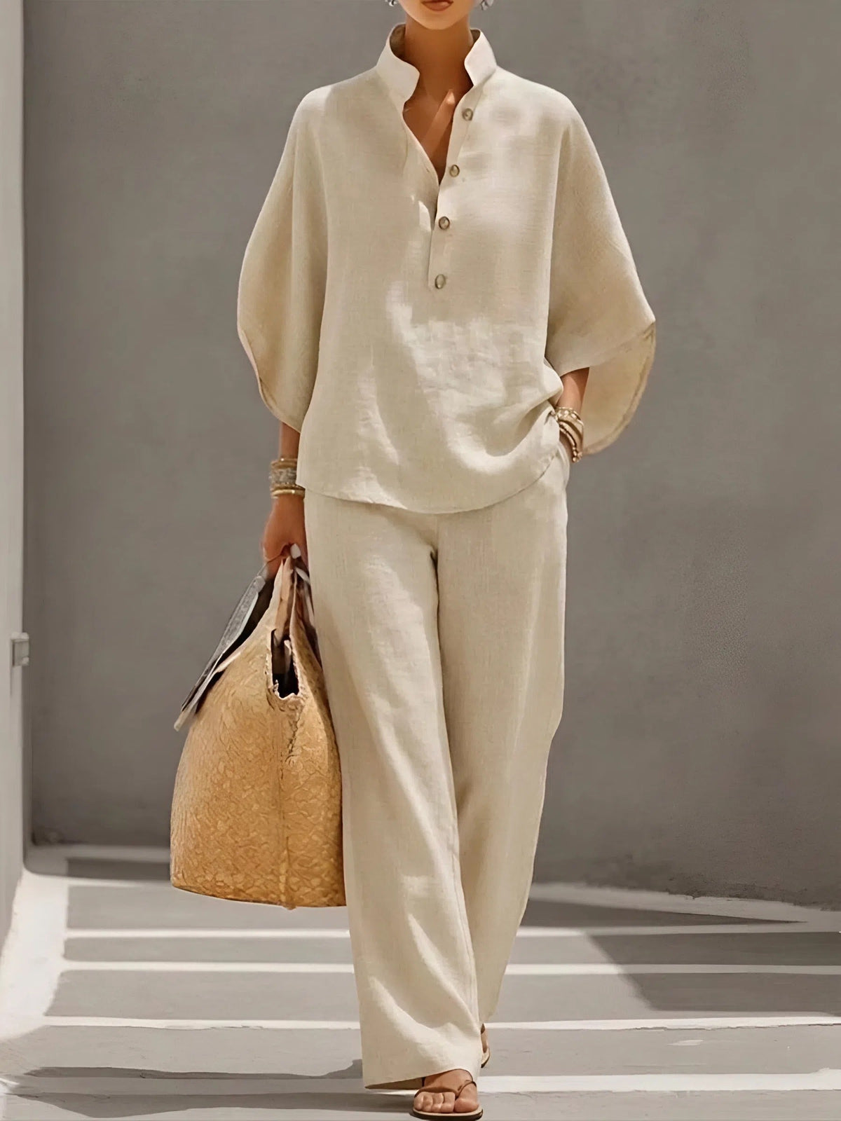 Evelina | Completo Donna Due Pezzi con Maniche Ampie e Pantaloni Larghi