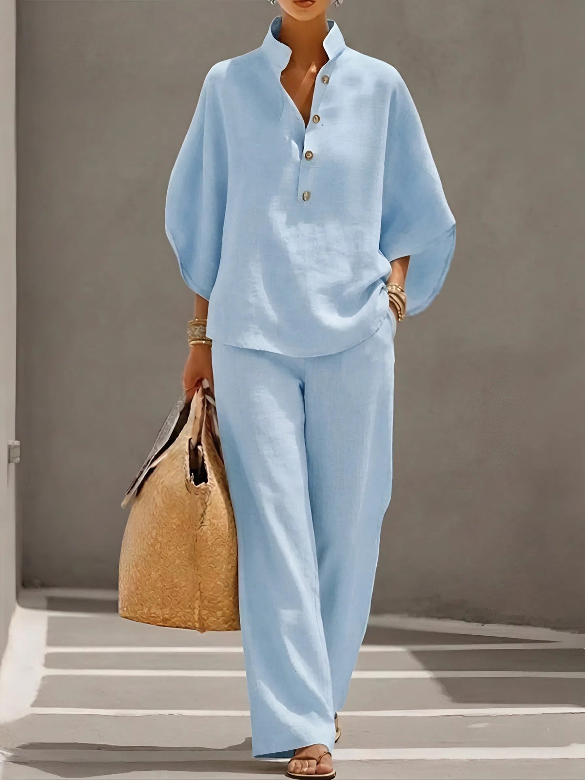 Evelina | Completo Donna Due Pezzi con Maniche Ampie e Pantaloni Larghi