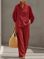Evelina | Completo Donna Due Pezzi con Maniche Ampie e Pantaloni Larghi