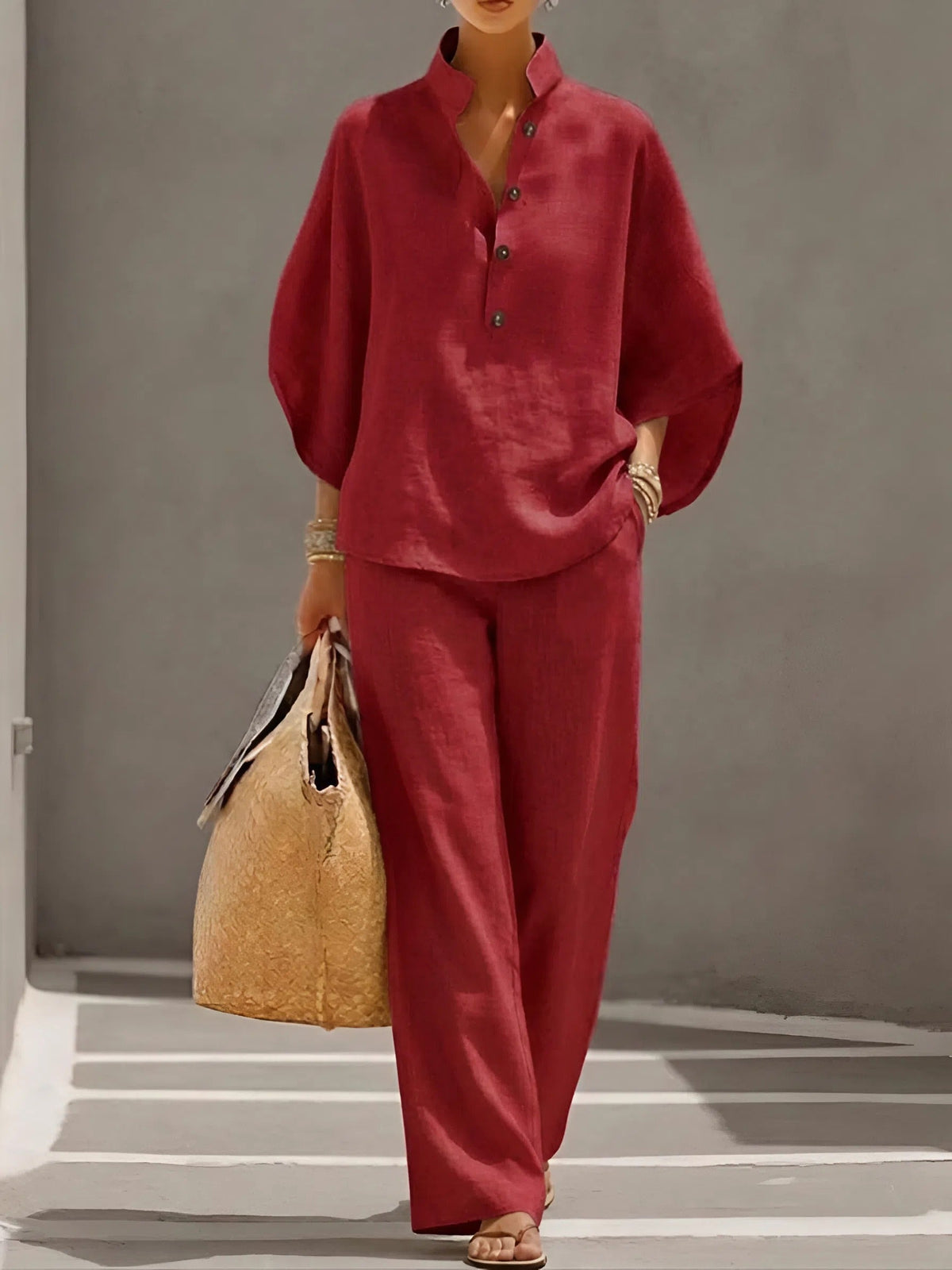 Evelina | Completo Donna Due Pezzi con Maniche Ampie e Pantaloni Larghi