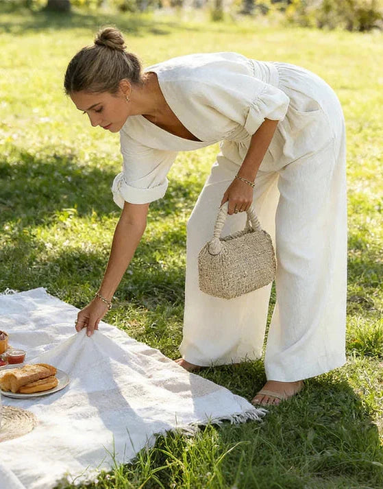 Elisabetta | Tuta Donna con Scollo Incrociato e Gamba Larga