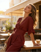 Elisabetta | Tuta Donna con Scollo Incrociato e Gamba Larga