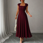 Abito midi donna con scollo quadrato