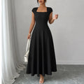 Abito midi donna con scollo quadrato